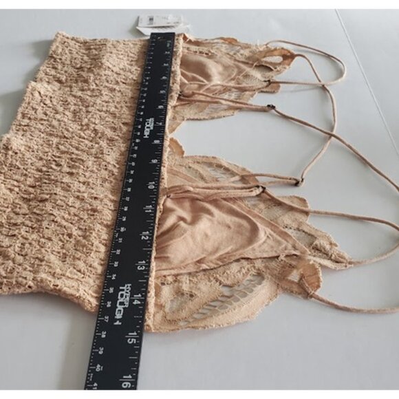 NWT Free People Adella Bralette Nude Crochet Lace Longline Bra Sz XL Balletcore - Picture 6 of 8